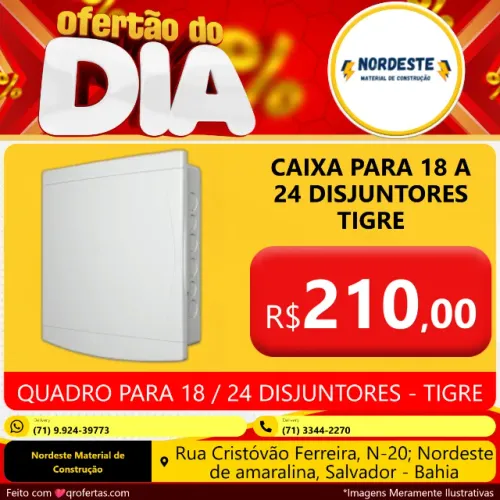 QUADRO PARA 18 A 24 DISJUNTORES TIGRE - CAIXA PARA DISJUNTORES DE 18/24 DISJUNTORES TIGRE