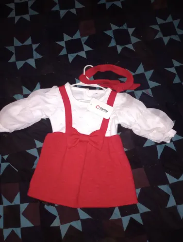 Vestido Infantil Vermelho com Laço e Faixa PatPat