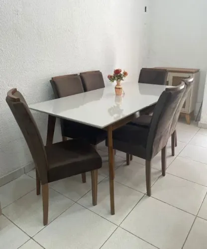 Mesa de Jantar com 6 cadeiras 1.80x90 COM ou SEM Vidro