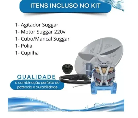KIT - Motor+Agitador + Polia+Cubo+ Cupilha. ( Suggar/ Colomarq / AGL)