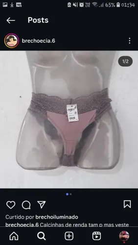 Calcinha de renda rosa, tamanho P