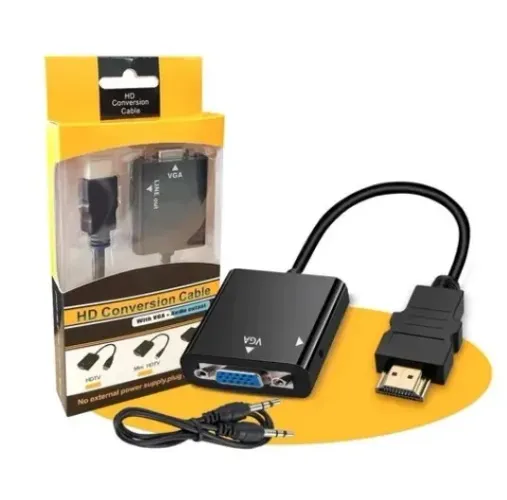 Cabo Conversor HDMI Macho Para VGA Fêmea com Áudio