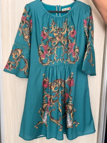 Vestido curto ANTIX boho azul esverdeado