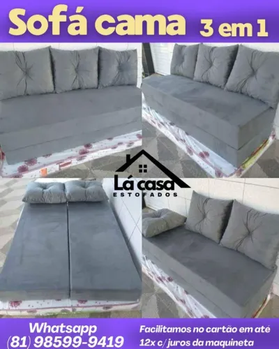 Sofá cama Bicama 3 lugares - Diversas Cores