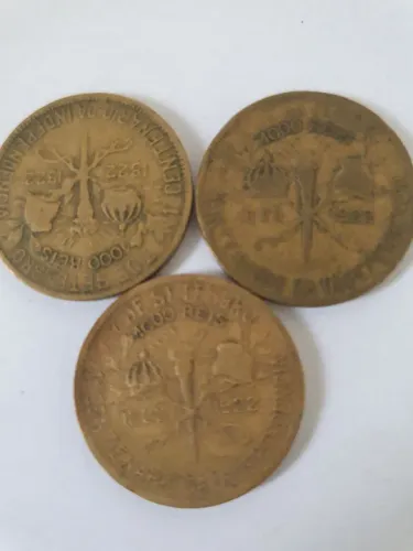 3 Moedas antigas de 1000 Réis 1922 comemorativas Centenário da Independência