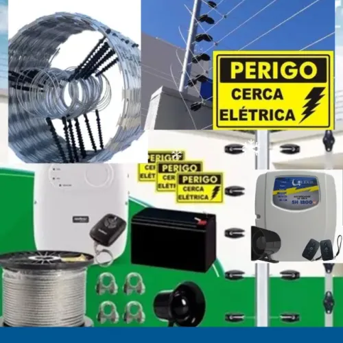 Cerca elétrica, concertina, câmera de segurança