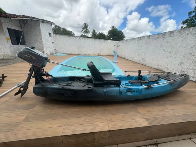 Caiaque Brudden Samurai Fishing + Motor Hidea 3HP - Completo e pronto pra uso