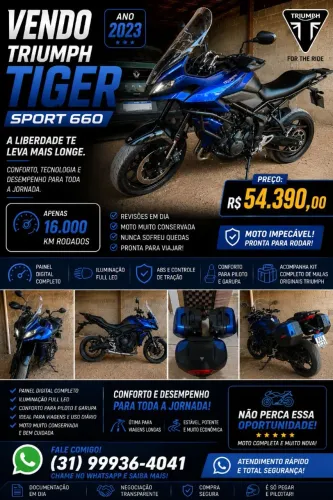 Triumph Tiger Sport 660 2023 - Baixa km - Kit Malas Originais