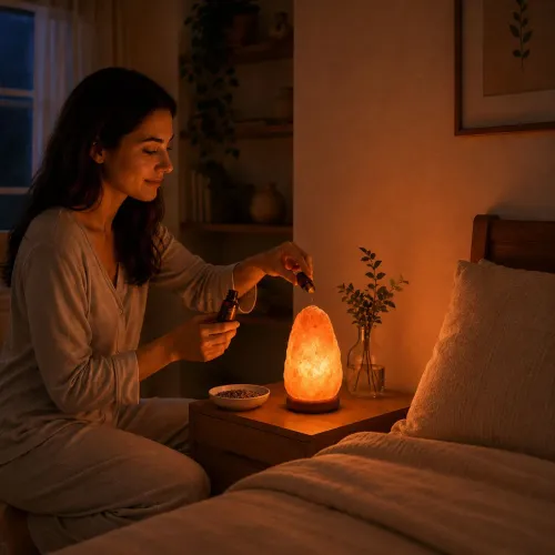 Abajur (pp) Pedra Sal Rosa Himalaia Luminária Relaxante