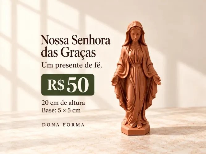 Imagem Nossa Senhora das Graças 20 cm - marrom Terracota - Impressão 3D