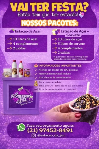 Estação de açai para festas e eventos