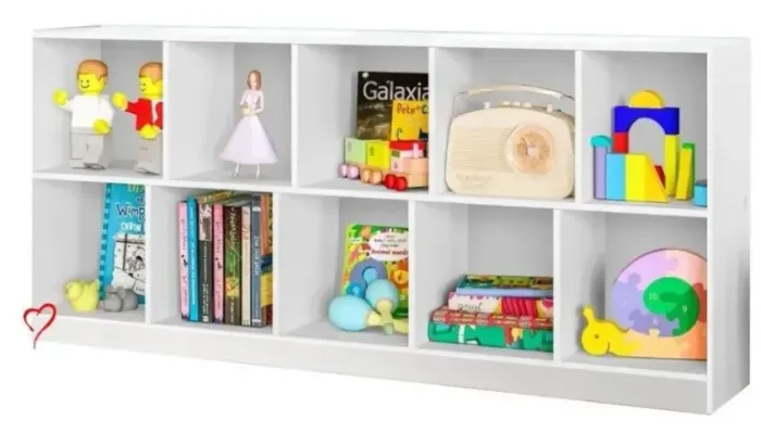 Estante Montessori Livreiro Duplo 10 Nichos em MDF Branco - Ótimo Estado