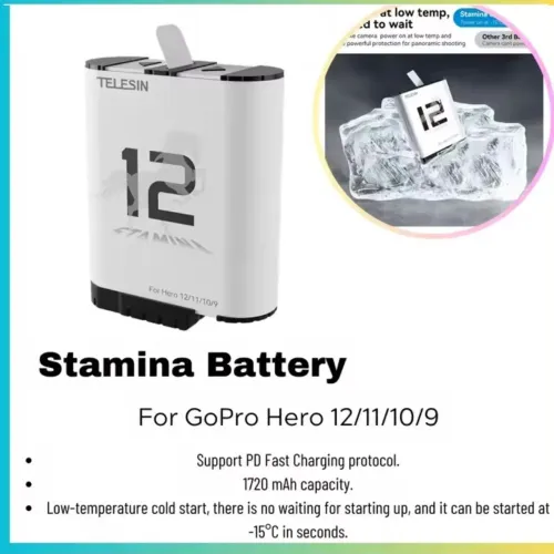 Bateria Stamina Gopro 9 10 11 e 12