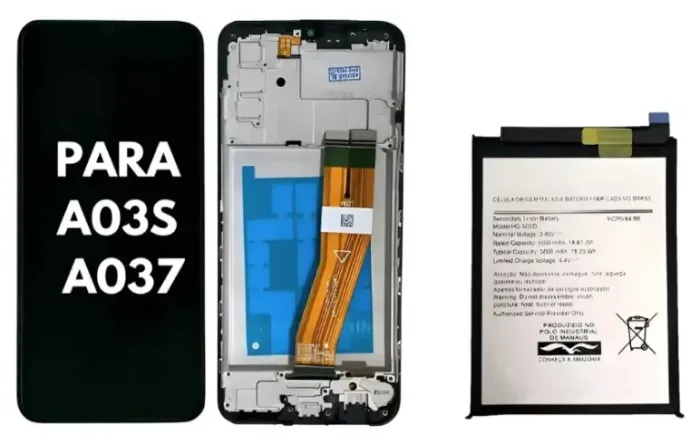 Tela Frontal Display Compatível Com A03s A037 C/aro+ Bateria
