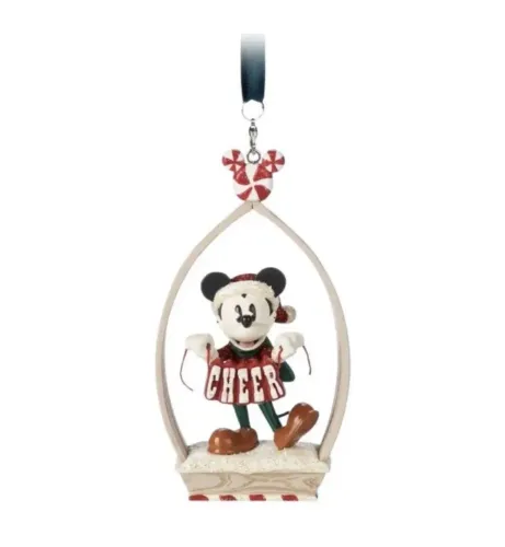 Enfeite de Natal retrô Disney Mickey Mouse Holiday Cheer novo com etiquetas