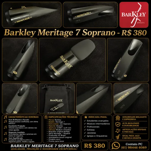 BOQUILHA PARA SAX SOPRANO BARKLEY MERITAGE 7