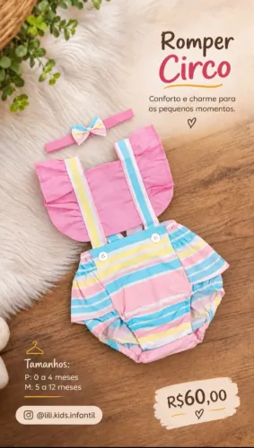 Romper Infantil Circo 0 a 12 meses