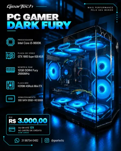 PC Gamer i5-9600K + GTX 1660 Super 6GB + 12GB RAM