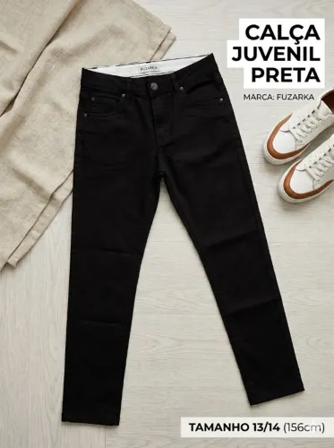Calça juvenil menino fuzarka preta 13/14 impecável