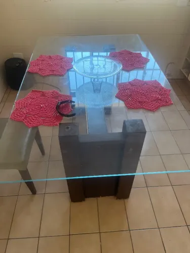 Tampo de vidro mesa 6 lugares