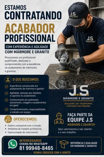 Procura-se acabador para mármore e granito
