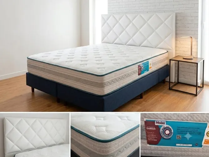 CAMA BOX QUEEN ORTHOCRIN + CABECEIRA | MOLAS ENSACADAS