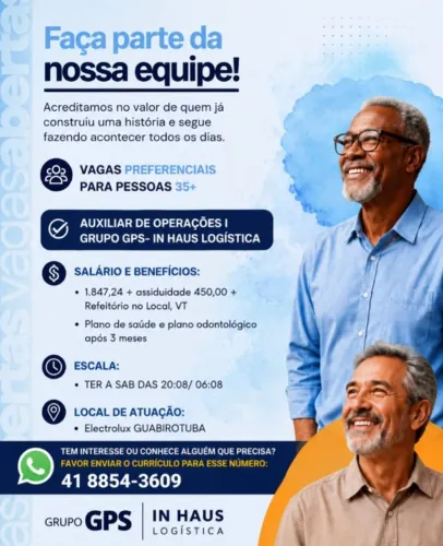 VAGAS INÍCIO IMEDIATO | MASCULINAS