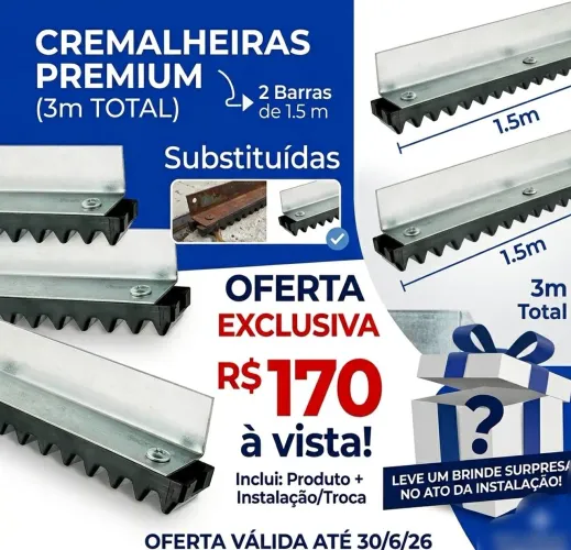Cremalheira para portão eletrônico deslizante oferta disponível para Maringá e Sarandi