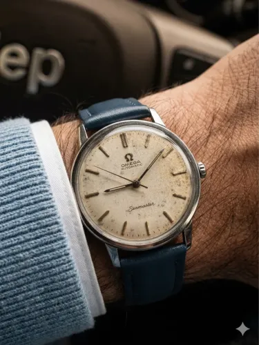 Omega Seamaster automatic 1961 pulseira de couro azul