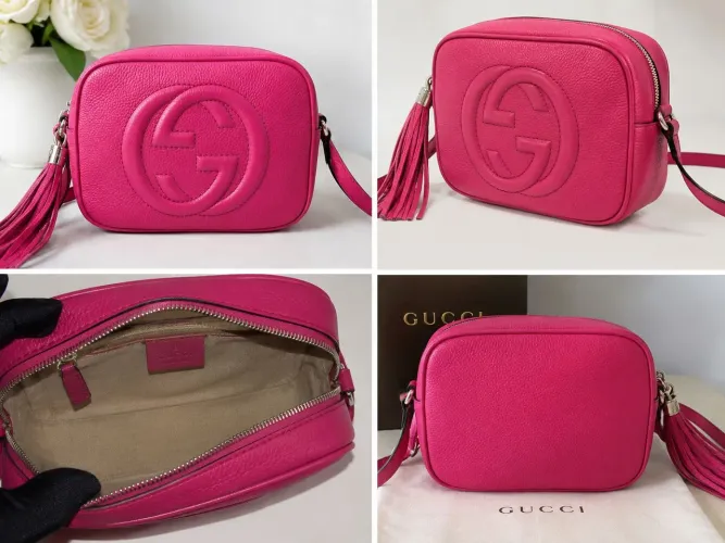 Gucci Soho Disco, em couro rosa/pink