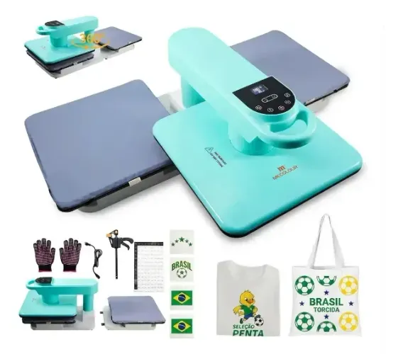 (60) Prensa Térmica Mecolour 38x38cm Automática para Sublimação Dupla Azul 220V