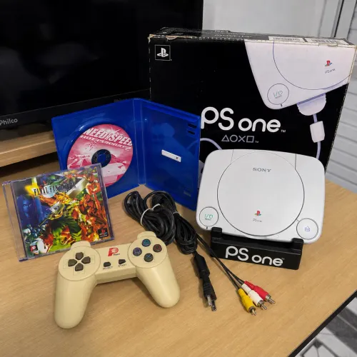 Vendo-PS One Original com Caixa + 2 Jogos + Controle + Suporte