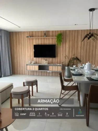 COBERTURA LINEAR MOBILIADA VISTA MAR 132m² 3 QUARTOS 2 SUÍTES 2 VAGAS INFRA VENDE ARMAÇÃO