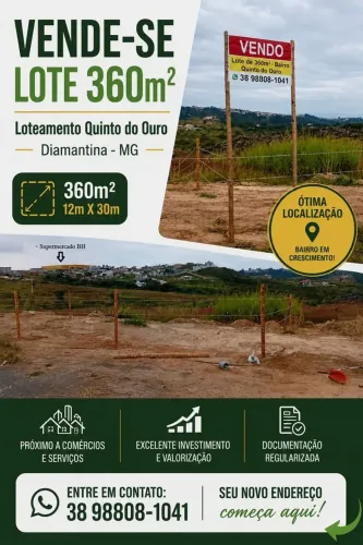 Lote 360m Quinto do Ouro Diamantina
