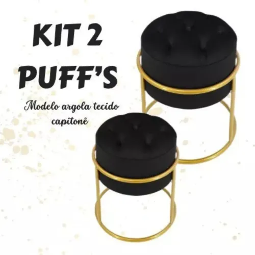 kit 2 Puffs Banqueta Argola Capetone Banco Decoração de Sala Penteadeira