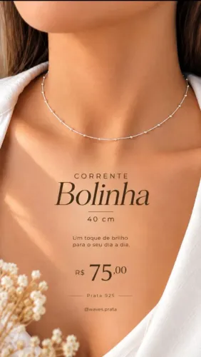 Corrente Bolinha 40cm Prata 925