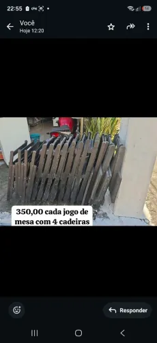 350,00 cada jogo de mesa c/4 cadeiras.
