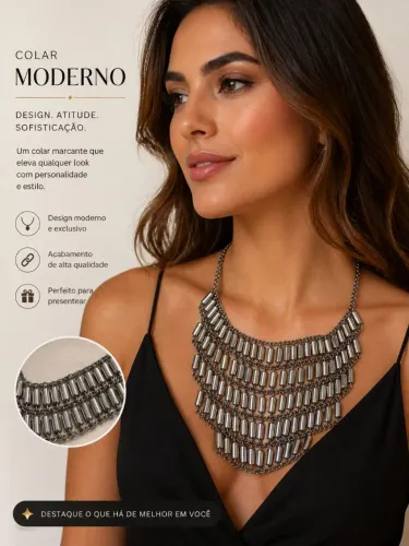 Estiloso colar metálico