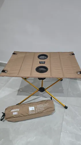 mesa dobrável portátil de alumínio com porta-copos - BASK