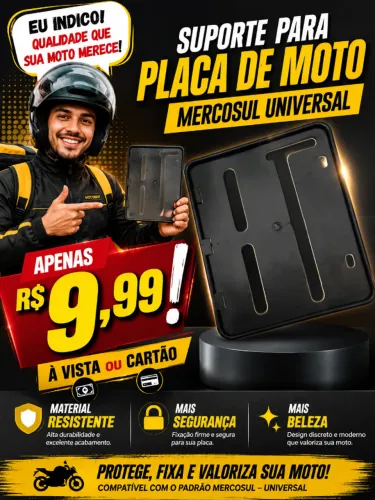 Suporte placa moto MERCOSUL universal