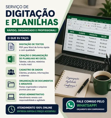 Digitação e Planilhas no Excel | Rápido e Profissional