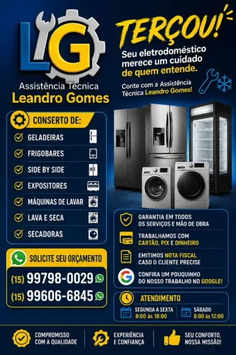 Conserto em geladeira, freezer, expositores, máquina de lavar, lava e seca e secadora