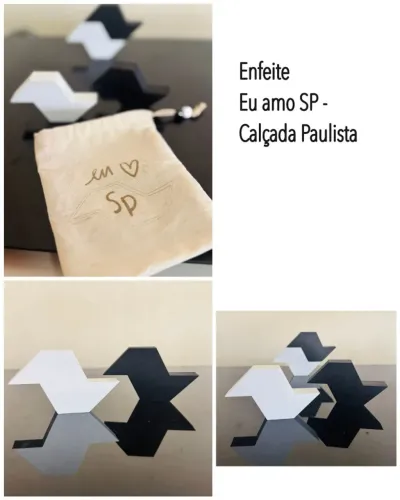 Enfeite de madeira EU AMO SP - Calçada Paulista (novo)