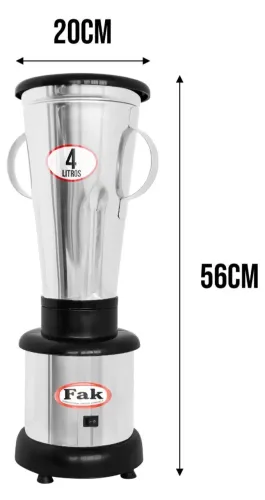 Liquidificador Baixa Rotação Industrial 4 Litros Inox 