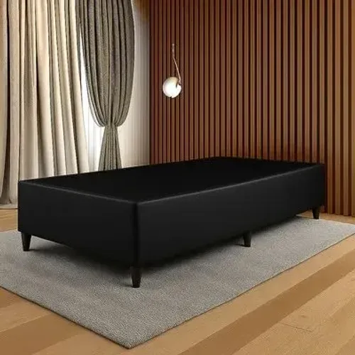 Base Box Solteiro 88x188x37 cm - Tecido Suede Preto