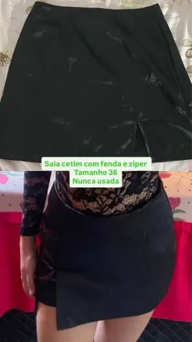 Saia cetim com fenda
