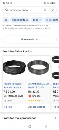 Arame recozido 10,00 cada