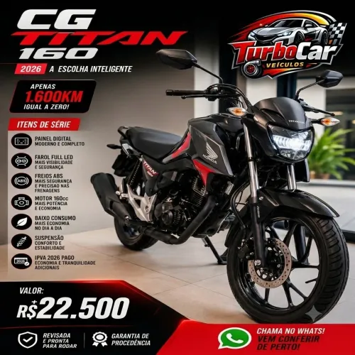 OPORTUNIDADE IMPERDÍVEL: Honda CG Titan 160 (2026) - Igual a Zero km!