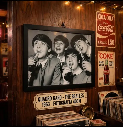 quadro The Beatles fotografia rara 1963 40cm