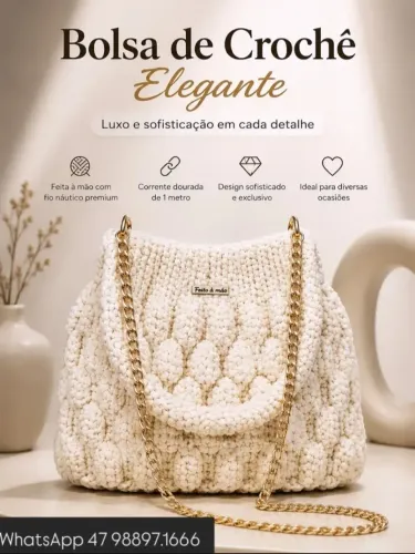 Bolsa de crochê em fio náutico